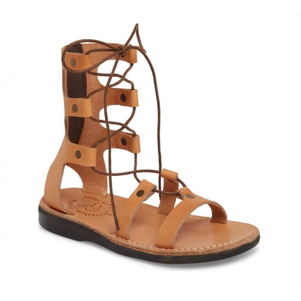 NWT Jerusalem Sandals Rebecca Leather Gladiator Lace Up Sandal Women's 7.5